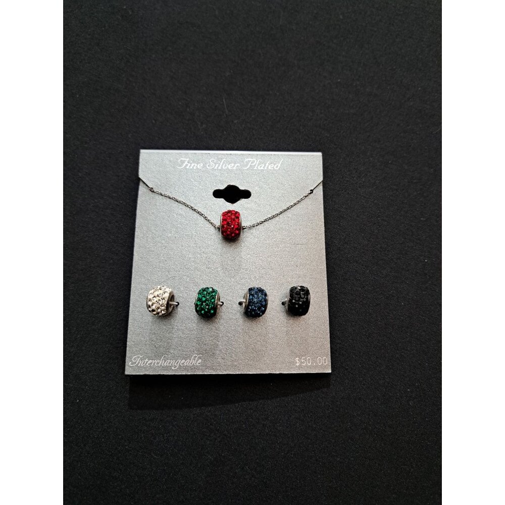 Fine Silver Plated Multicolored Crystal Stone Beaded Interchangeable Necklace